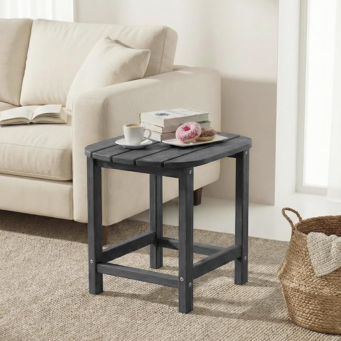 Outdoor Adirondack Side Table for Patio Porch Pool, 18" HDPE Weather Resistant End Table for Backyard and Indoor Use, Easy Maintenance & Indoor Outdoor Durable Construction(Gray)