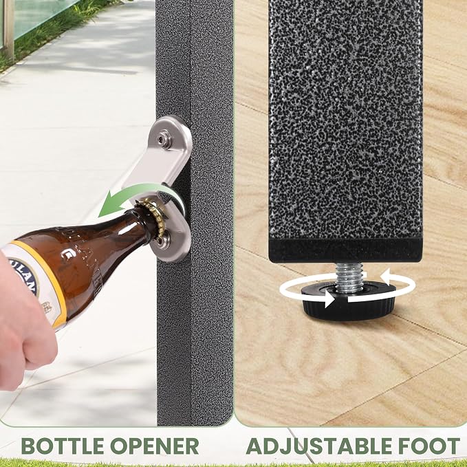 MURAGO 46*39*17 Outdoor Bar Table Extra Wide,Tall Bar Height Outdoor Pub Table, Ideal for Patio, Hot Tub, Dining, Balcony, Poolside, Weatherproof Composite Top, Rustproof, Built In Bottle Opener,Black