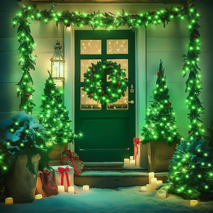 JMEXSUSS 91.5ft Connectable 250 LED Green Christmas String Lights Indoor | Green LED Lights Outdoor Waterproof, 8 Modes Christmas Lights Plug in for Grinch Christmas ST Patricks Day Tree Decoration