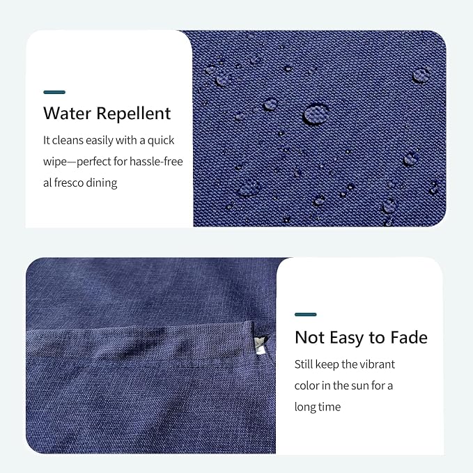 DYTXIII Outdoor Round Tablecloth with Umbrella Hole 60 Inch, Water Repellent & Fade Resistant Table Cover, All Weather Outdoor Tablecloth for Garden & Party Table, Textured Navy