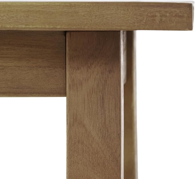 Acacia Wood Outdoor Side Table, Weather Resistant Slatted Design Patio Coffee End Table, Decorative Decorated Accent Table for Balcony Beach Poolside, Natural Stained (Natural Stained + Acacia Wood)