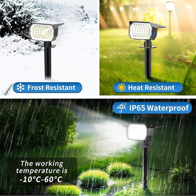 Tadyreal Solar Spot Lights Outdoor 6 Pack, [46 LED/3 Modes] Solar Landscape Spotlights Waterproof, 2-in-1 Auto On/Off Solar Powered Lights for Outside Yard Garden Wall Pathway(Cool White)