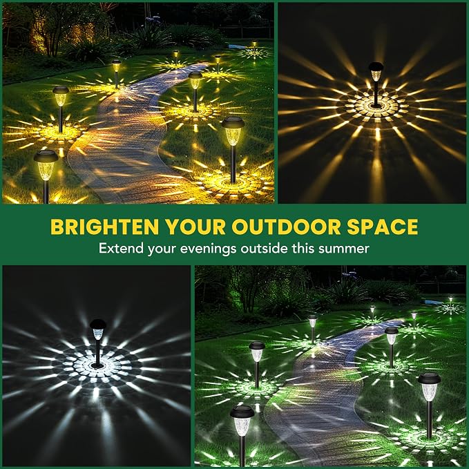 GIGALUMI 16 Pack Solar Light Outdoor Waterproof, Cool White Pathway Lights Solar Powered, Landscape Lighting, Garden Lights for Decor, Patio, Garden, Yard, Pathways, Walkway | Solar Powered Landscape Lighting, Solar Garden Light for Decor, Patio, Garde...