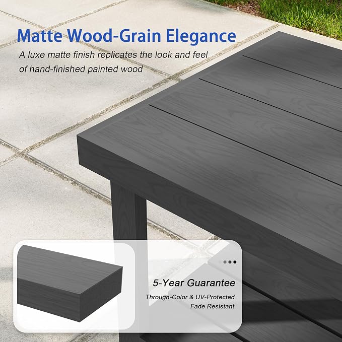 2-Tier HDPE Outdoor Square Side Table, Heavy-Duty Patio Side Table with Storage Shelf, Weather-Resistant Adirondack End Tables for Backyard, Pool, Porch, Garden, Lawn, Grey