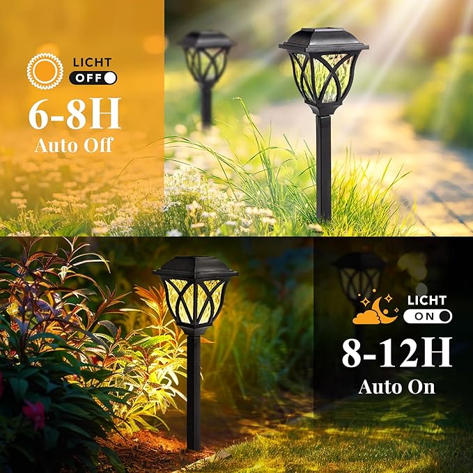 GIGALUMI 6 Pack Solar Lights Outdoor Waterproof, LED Solar Garden Lights | Outdoor Decorations, Garden Decor for Yard, Patio, Landscape, Planter, Walkway (Warm White)
