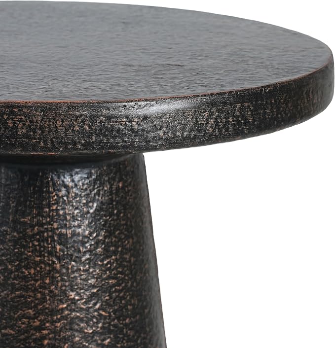 Christopher Knight Home Mongi 23.23" H MGO Indoor Outdoor Side Table, Patio Decorative Mushroom-Shaped End Table, Round Top Lightweight Concrete Garden Stool for Patio Balcony, No Assembly, Black