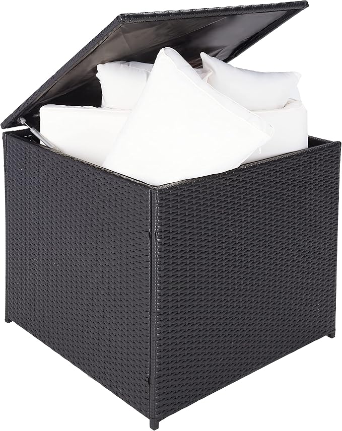 SAFAVIEH Outdoor Collection Helga Black/Beige Wicker Conversation Patio Set