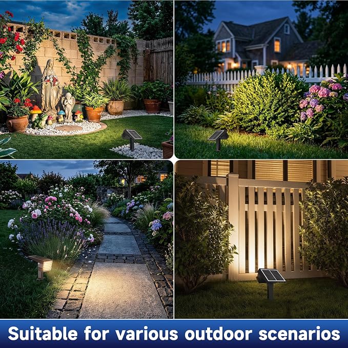 Solar Lights Outdoor Waterproof IP65, 45 LED 2 Lighting Modes Outside Solar Landscape Spotlight for Garden Yard Pathway Lawn, 2 Pack (Warm White)