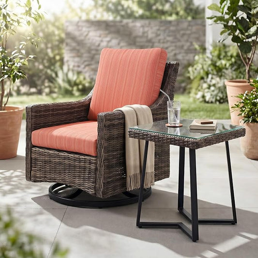 Wicker Patio Conversation Set, Outdoor Patio Furniture Set with Deep Seating, Wide Armrests & Thick Cushions, All-Weather Outdoor Furniture Set for Patio, Porch, Deck & Backyard