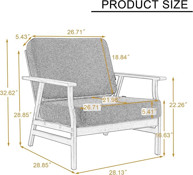 Wood Patio Chair Outdoor Bistro Set, 2 Piece Outdoor Armrest Chair All Weather Patio Sofa Furniture Backyard Conversation Sets with Cushions - Beige