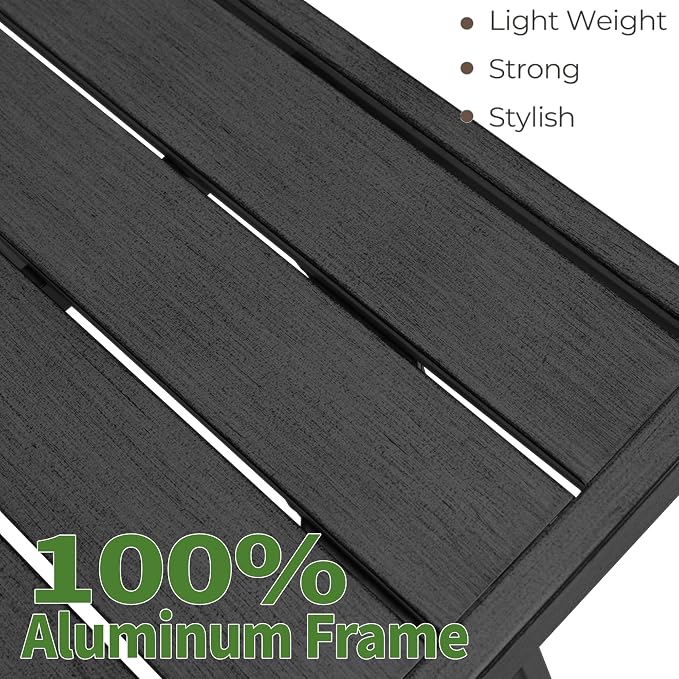 82"×35" Never-Rust Aluminum Outdoor Dining Table – Rectangular Patio Table for 8 Person with Umbrella Hole, Heavy Duty All-Weather for Poolside, Garden, Backyard, Porch, Deck, Black