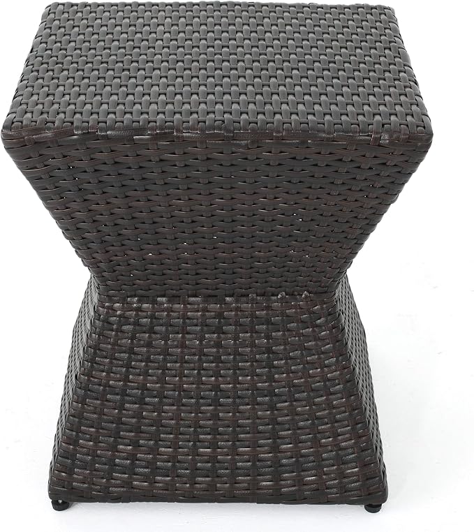 Wicker Rattan Side Table, Outdoor Square Rattan Coffee End Table for Patio Porch Lawn