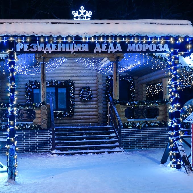 JMEXSUSS 163ft 500 LED Blue and White Christmas Lights with 8 Modes | String Lights Plug in with Remote Control, Clear Wire Christmas String Lights Outdoor Waterproof for Outside Tree Yard