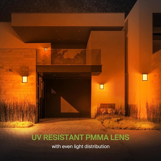 ASD LED 8" Outdoor Wall Light, Smart Front Door House Sconce | RGBW, Work with Alexa, Waterproof, ETL Listed | 12W 840LM 2700-6500K 100-277V | Exterior Patio Lighting Fixture, Porch Lamp | Black