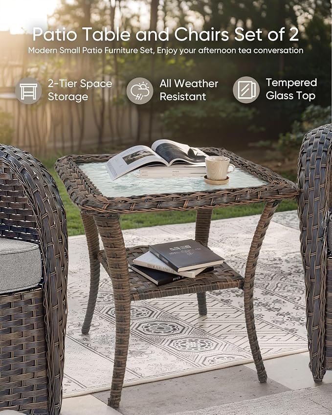 HUMMUH 9 Piece Patio Furniture Set with Fire Pit Table,Wicker Patio Swivel Rocker Outdoor Chairs 3-Seat Sofa with Ottomans for Backyard,Poolside,Deck