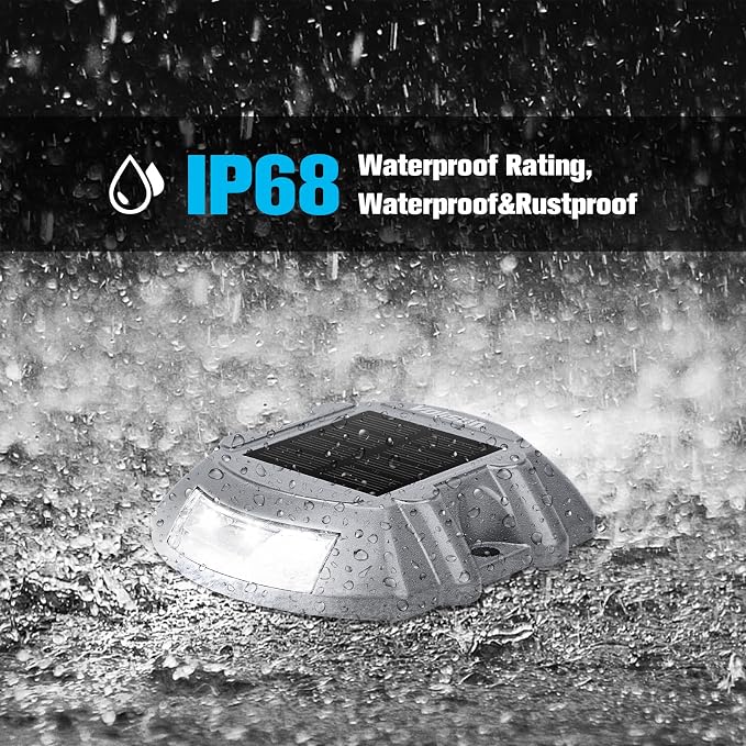 VOLISUN Solar Deck Driveway Dock Lights,Solar Pathway Lights,White 12 Pack | Solar Powered LED, IP68 Waterproof Led Outdoor Warning Step Marine Lights for Sidewalk Garden Yard
