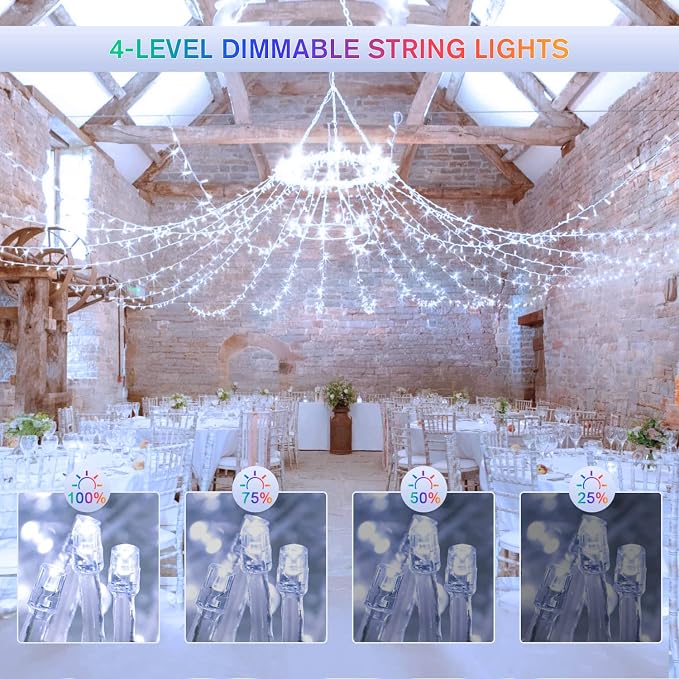 JMEXSUSS 500 LED White & Multicolor Color Changing String Lights, | 163FT Christmas String Lights with Remote, Outdoor Christmas Lights Plug in for Tree House Indoor Outdoor Xmas Decor