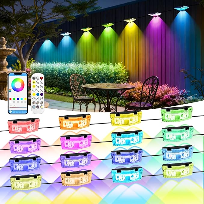 Outdoor Fence Lights Plug in, 100FT LED Fence Lights, App & Remote Control, 100 Scene Modes, IP67 Waterproof Outdoor Lights for Backyard, Patio, Deck - Brighter Than Solar Lights