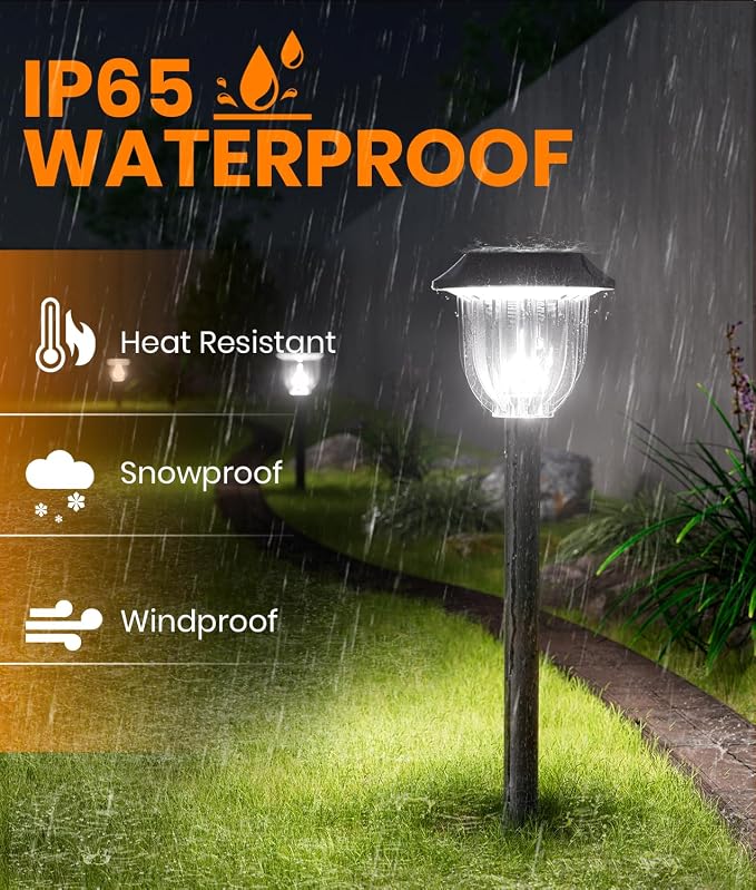 AOSEA Bright 10 Pack Solar Lights Outdoor Waterproof IP65,LED Sola Pathway Lights for Outside,Landscape Path Lighting,Garden Decor for Yard,Patio,Landscape,Walkway,Sidewalk,Driveway,Lawn (Cold White)