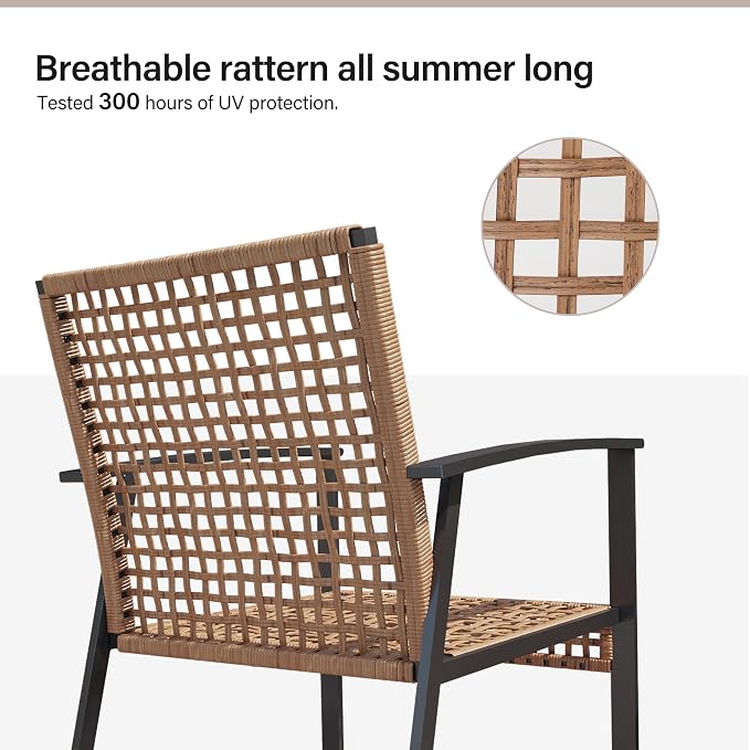 LAUSAINT HOME 6-Piece Patio Conversation Set, Luxury Oversize Patio Furniture Set with Soft Cushions and Storage Metal Coffee Table, Outdoor Furniture Sets for Backyard, Porch (with 2 Wicker Baskets)