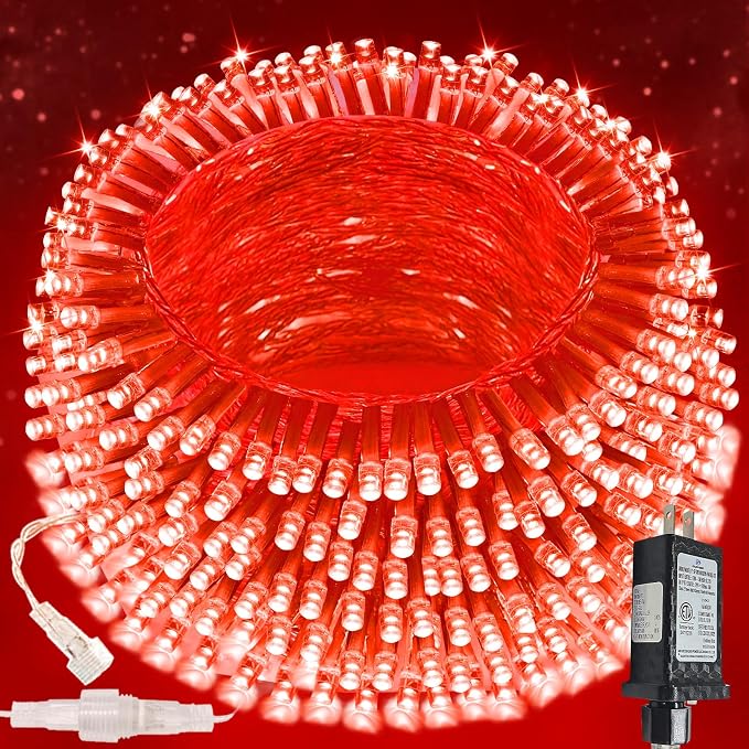 200 LED Connectable String Lights, 66FT Christmas Lights Outdoor Indoor | Red, 13 Modes, Timer, Clear Wire Waterproof Twinkle Fairy Lights Plug in for Bedroom Classroom Patio Xmas Tree Decor