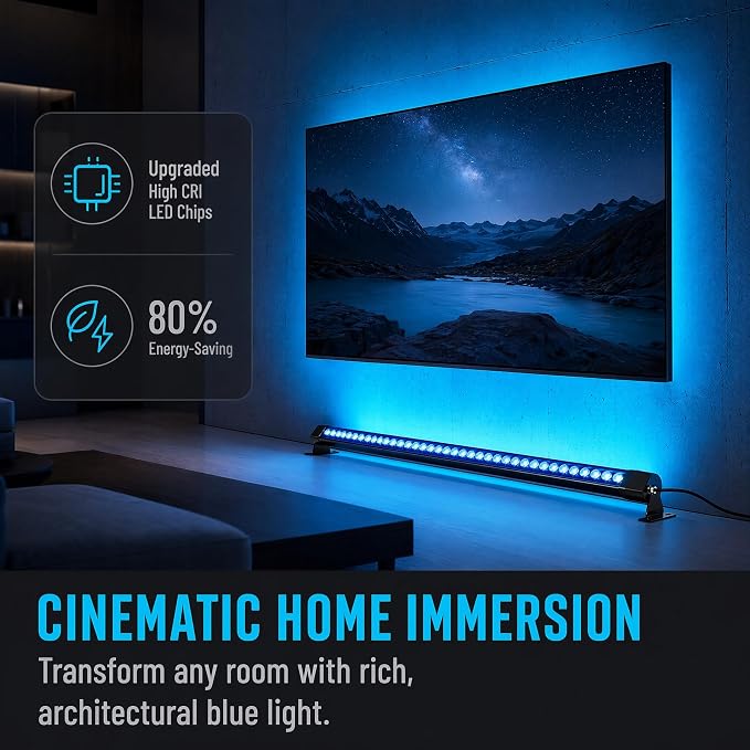 2Pcs 36W Blue Wall Washer Light 2FT 120V IP67 Waterproof Plug-in | Outdoor LED Light Bar/Lifespan 50K Hr/150° Adjustable/family enthusiasts DIY Craft Projects Laundry Rooms Tool Sheds Concert