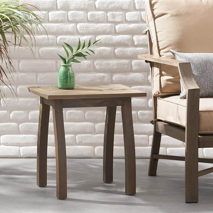 Patio Dining Table, Square, Acacia Wood, Grey