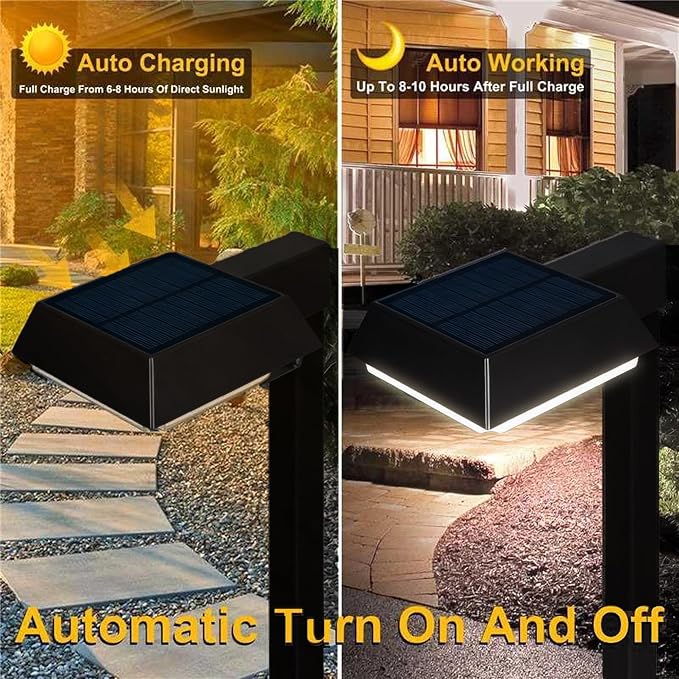 Bobcat Solar Pathway Lights Super Bright 300 lumens with 2-in-1 Warm White and Daylight Modes, Black LED Solar Lights Outdoor Waterproof for Path, Sidewalk, Driveway or Walk Way Light (6 Pack)