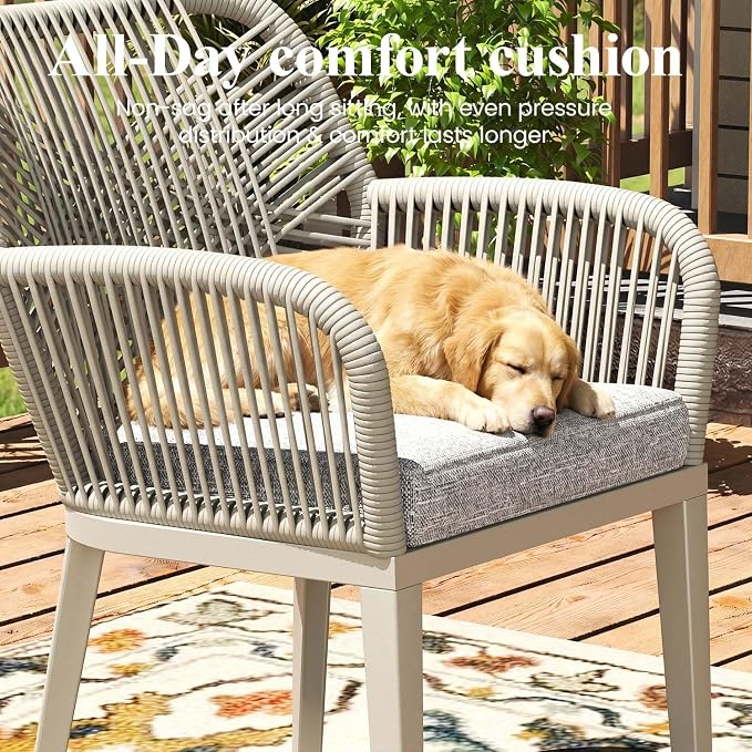 LayinSun Outdoor Dining Set for 10, 11 Pieces Patio Furniture Sets with Aluminum Dining Table and Rope Weave Chairs