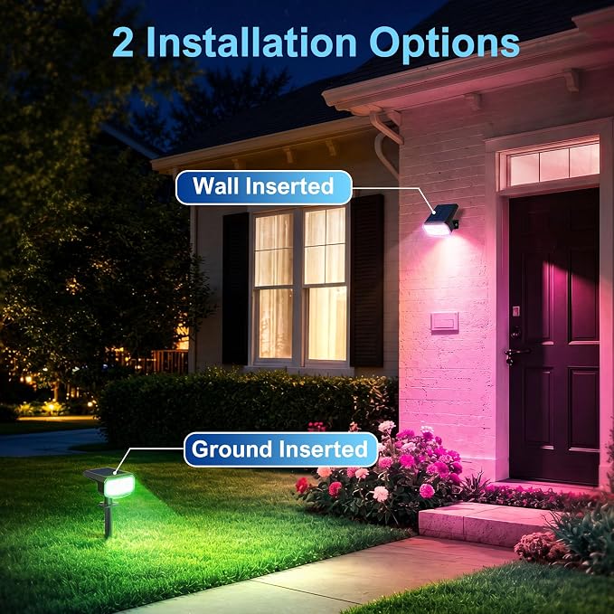 JEJOT Solar Spot Lights Outdoor Waterproof,8 Pack,8 Lighting Modes Solar Spotlights, Solar Lights for Yard Garden Lawn Landscape,Multicolor