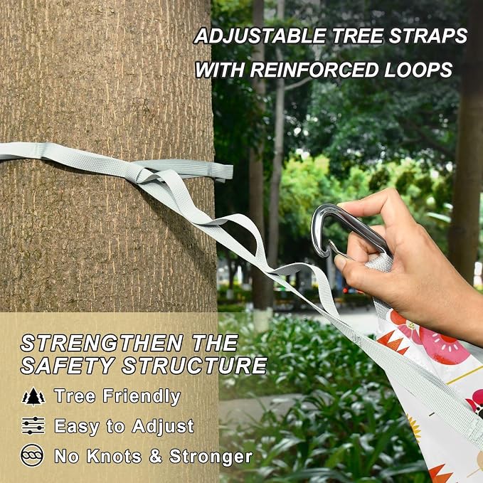 Camping Hammock Outdoor Hammocks for Outside Stick Figure Flowers Beach Trees Portable Lightweight with Pockets Tree Straps Indoor Small