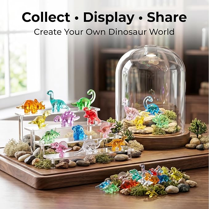 100PCS Mini Dinosaur Figurines, Resin Mini Animals Bulk, Tiny Dinosaur Statues for Desk Decor, Party Favors, Collectible Decorations & Treasure Hunt Games (Luminescent Color)