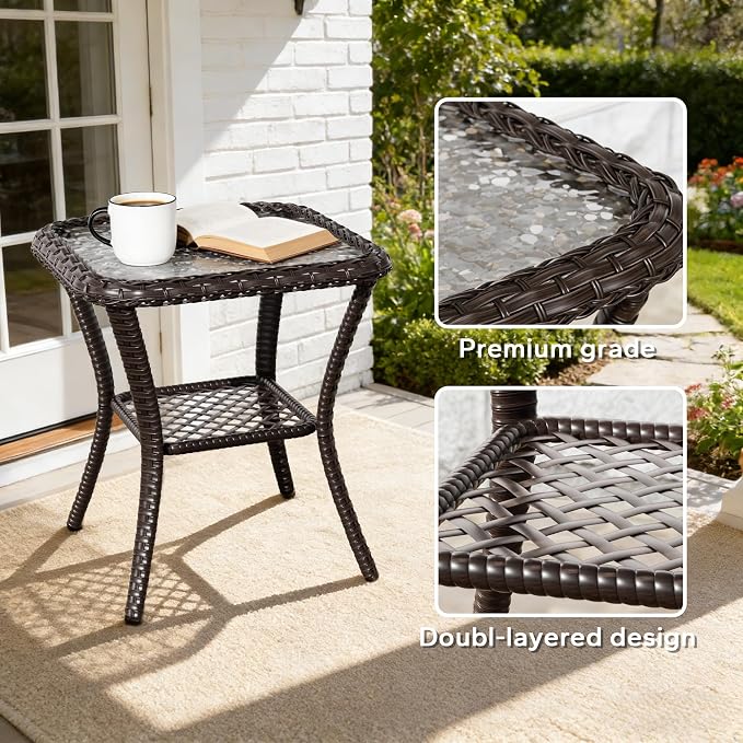 8 Piece Patio Wicker Conversation Set, All-Weather Use Outdoor Wicker Loveseat with 2 PE Rattan Ottomans,4 Swivel Chair, 1 Side Table, Ideal for Porch, Backyard, Balcony, Poolside, Blue