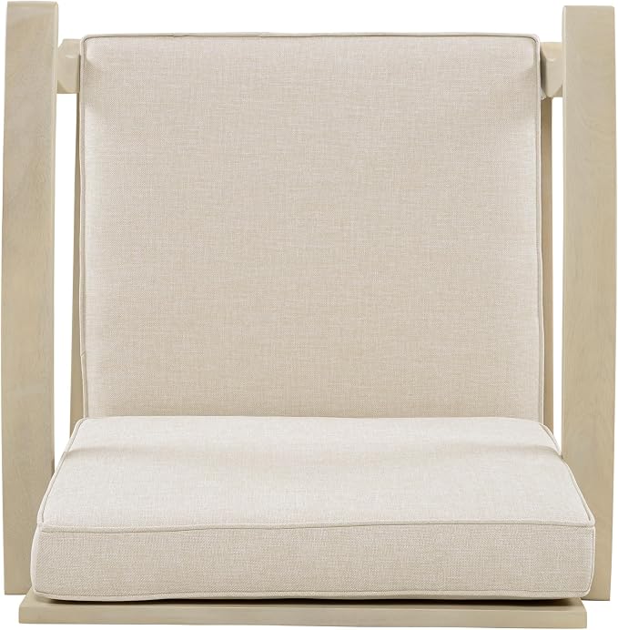 Christopher Knight Home Alex Acacia Wood Outdoor Patio Furniture Set for 6, Patio Sofa Set with Cushions, Patio Conversation Set with Sectional Sofa+Club Chairs and Coffee Table, Light White+Sand