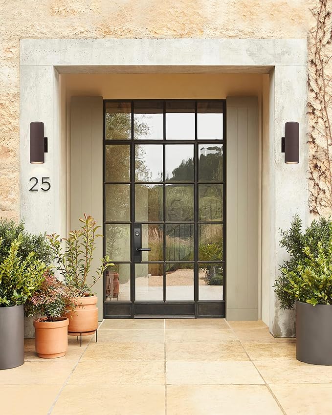 Ken & Ricky Cylinder Outdoor Wall Sconce Lights,Up and Down, Brown,2 Pack | Aluminum Waterproof Outdoor Wall light,No Glare,Exterior Lighting Fixtures,E26 Base，For Porch House Garage Front Door Patio