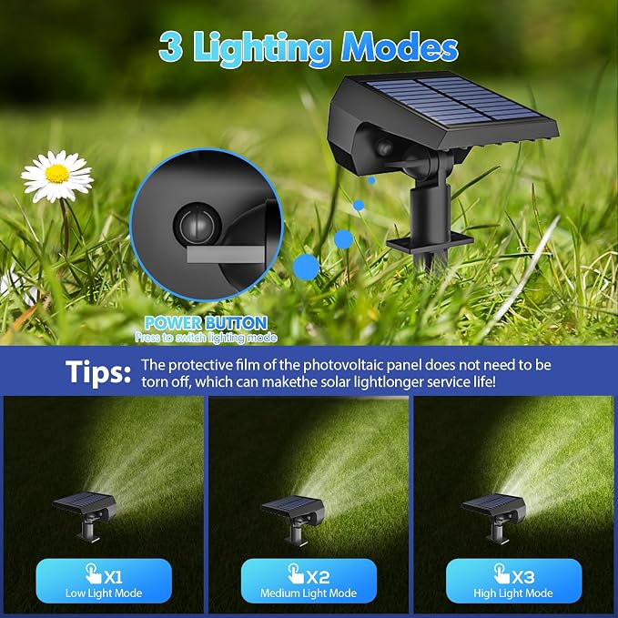 NYMPHY Solar Lights Outdoor Waterproof IP68, 56 LED 3 Lighting Modes Solar Powered Garden Yard Spot Solar Lights for Outside Landscape- 6 Pack (Cool White) | 56 LED 3 Lighting Modes IP68 Waterproof Solar Powered Garden Yard Spot Solar Lights for Outsid...