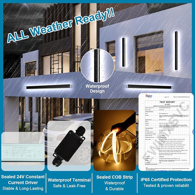 47inch Modern Outdoor Wall Light, Dimmable IP65 Waterproof Long Exterior Light Fixtures Wall Mount, LED Linear Outdoor Wall Sconce Lights, 2700K-6500K Outside Garage Lights for House Patio