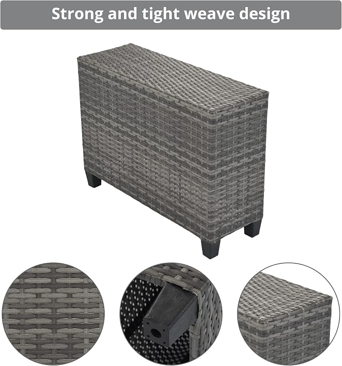 LUMISOL 8-Piece Outdoor Half-Moon Curved Sofa Set, Outdoor All-Weather Wicker Patio Conversation Set with Coffee Table and End Tables for Porch,Backyard, Gray