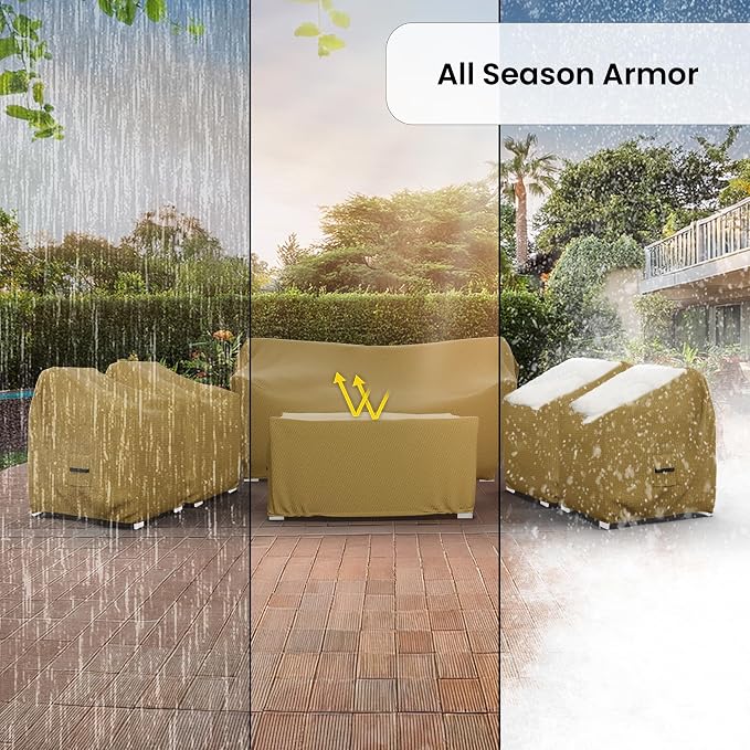 Covers & All Patio Furniture Cover Set, 6 Piece Outdoor Furniture Covers, Water-Repellent UV & Weather Resistant Covers for Sofa, Chairs & Coffee Table with Elastic Tie-Downs & Padded Handles
