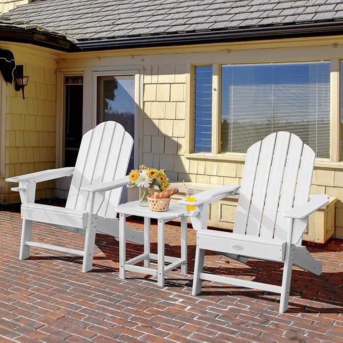 Giantex Side Table Outdoor Small Patio Table 18” Adirondack Table, Weather Resistant End Tables, Outside Square Tea Table for Patio, Backyard, Poolside, Garden, Balcony (1, White)