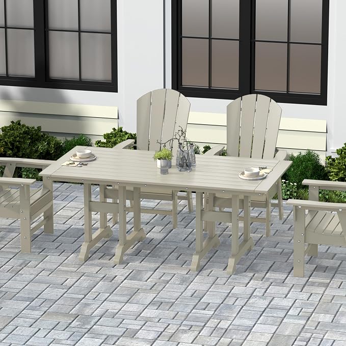 WestinTrends Malibu 71" Outdoor Patio Dining Table, Sand