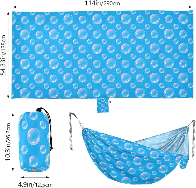 Camping Hammock Outdoor Hammocks for Outside Bubble Blue Beach Trees Portable Lightweight with Pockets Tree Straps Indoor