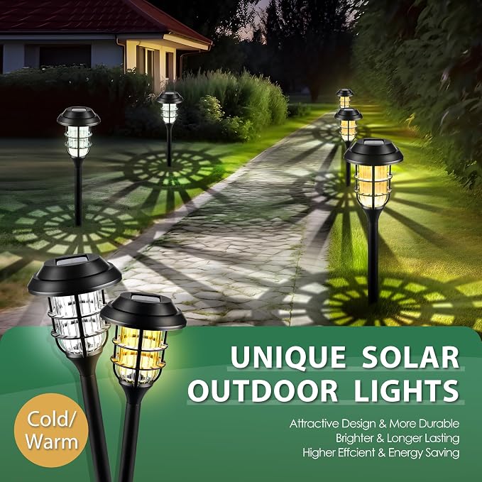 SOLPEX Solar Pathway Lights Waterproof Outdoor Lighting, 12 Pack Cold White | 8-12H Runtime, Auto On/Off, Tool-Free Install, Yard/Garden/Pathway/Patio/Walkway/Driveway