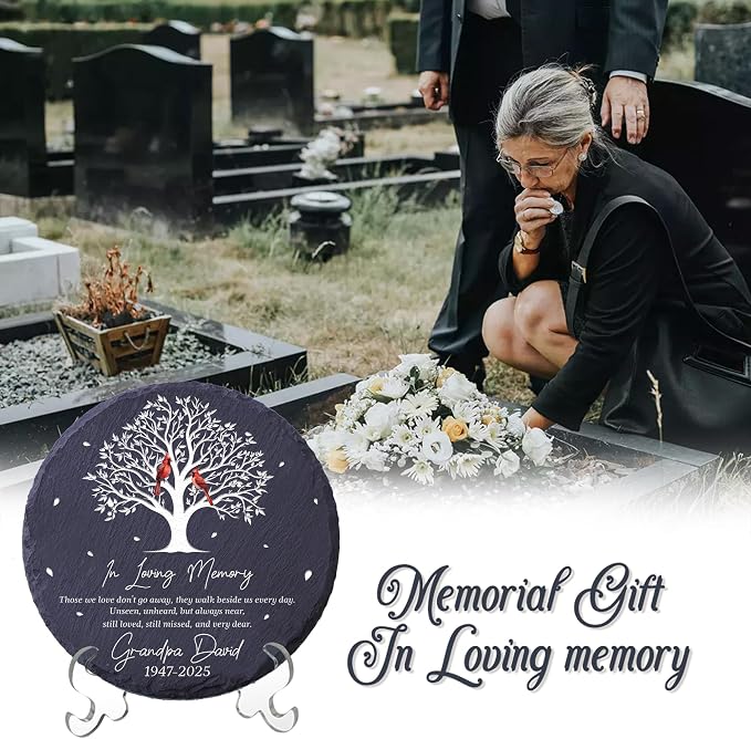 Personalized Memorial Garden Stone Plaque, Remembrance Grave Marker, Sympathy Gifts for Loss of Mom, Dad, Husband, Brother, Grandpa, Grandma, Aunt, In Memory of Loved One Gifts, Home Garden Decor