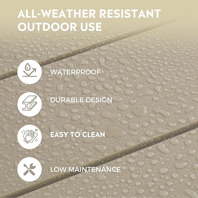 Costaelm Square Outdoor Side Tables, Adirondack Patio Tables for Outside, HDPE Patio End Table Weather Resistant, Balcony Table for Pool, Seaside, Backyard, Porch, Indoor Companion, Sand