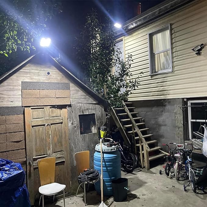 Solar Street Lights Outdoor, IP67 Waterproof, with Motion Sensor, Remote, and Auto Dusk to Dawn | Bright 6500K LED Solar Powered for Patio, Garden, Garage, Courtyard & Parking Lot (2 Pack)