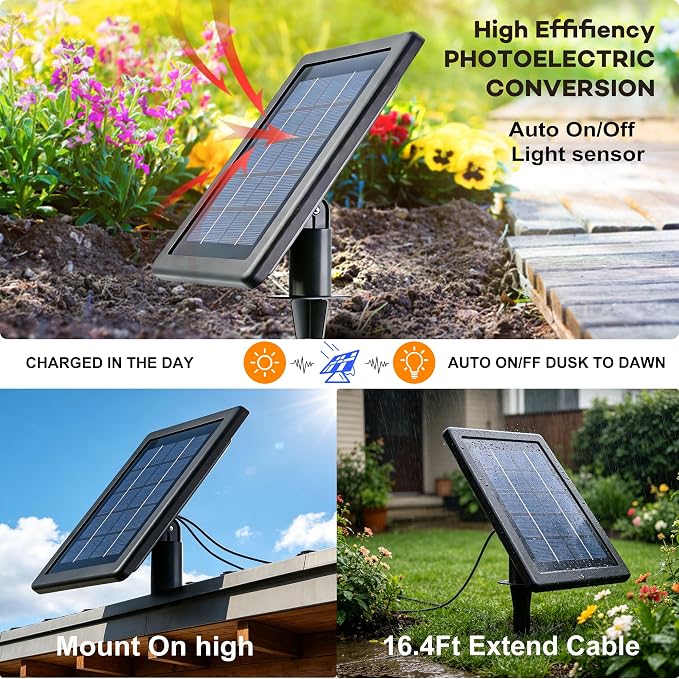 SUNLONG Solar Powered Spot Lights Outdoor Waterproof 2 in 1 Bright Solar SpotLights Power Adjustable for Flag Yard Flagpole Landscape Dusk to Dawn 2 x Spots Warm White