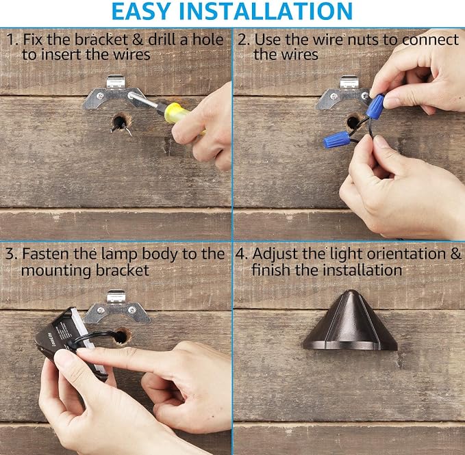 LEONLITE 8-Pack 4000K Low Voltage LED Deck Light Triangle Oil Rubbed Bronze | 12V Stair Railing Light, Outdoor Landscape Step Fence Light, IP65, UL Listed , Aluminum, Cool White
