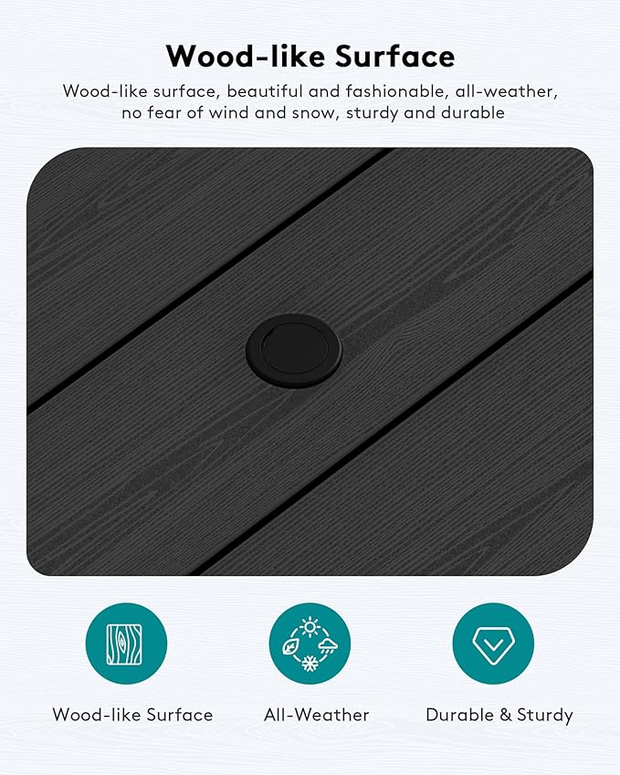 SERWALL HDPE Patio Coffee Table for Balcony, Deck, Black