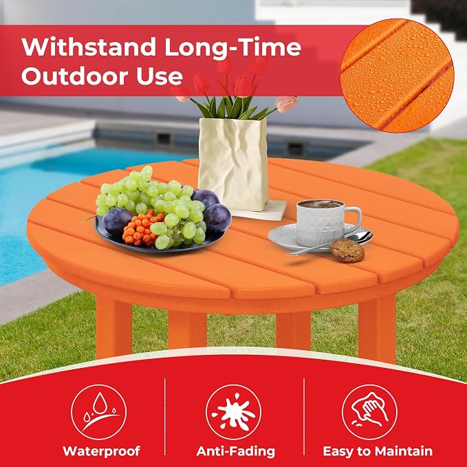 Costaelm Outdoor Bar Table, 37" Counter Height Round Patio Cocktail Bar Table, Patio Bar Table Bistro Dining Table Pub Table for Front Porch Deck, Backyard, Garden, Orange
